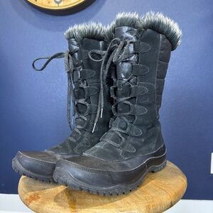 The North Face Black Fur-Trimmed Nupse Purna Insulated Winter Snow Boots | 9.5